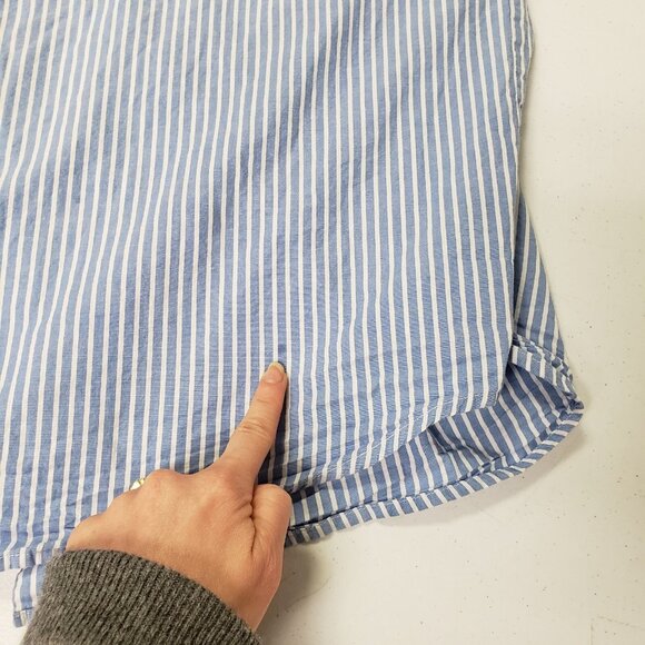 Woman Within Striped Button Up Top Size 2X Blue Capsule Nautical Preppy Classic - Picture 12 of 16